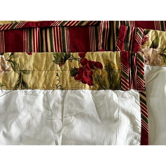 Custom Window Treatments 8 Pc Valances Curtains Gold Red Green Grapes Stripe - Picture 8 of 8